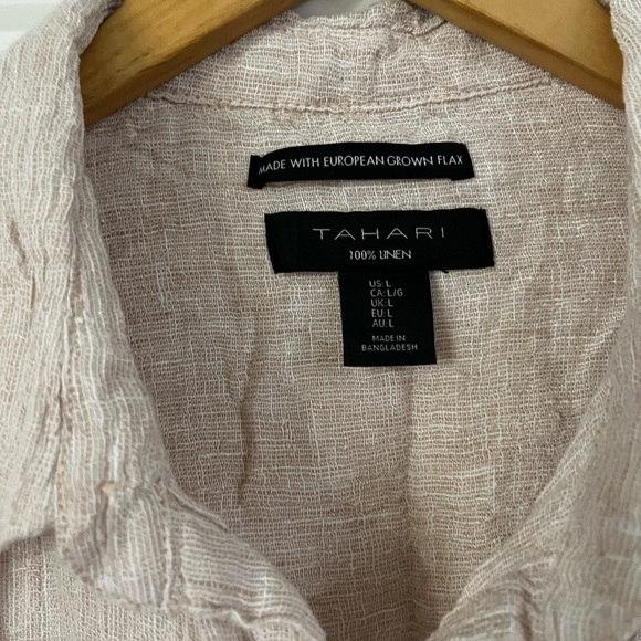 Tahari 100% linen button down shirt - Picture 2 of 2